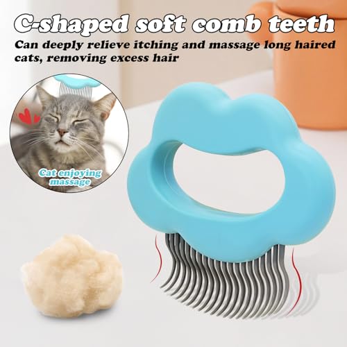 Pet Massage Comb, Cute Comfort Shedding Brush with Elasticity Curved Comb Teeth for Reducing Knots, Relaxing Deshedding Brush for Short Hair & Long Hair Pet Hair Remover (Blue)