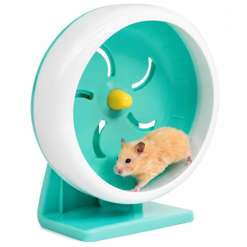 7 Inch Silent Hamster Exercise Wheel with Stand,Ultra Quiet Running Wheel for Dwarf Hamsters,Gerbils & Mice,Safe Anti-Slip Acrylic Spinner,Stable Detachable Design for Indoor Small Pet Cage
