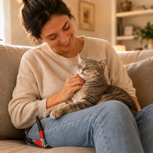 Cat Nail Clippers, Guillotine Cat Claw Trimmer with Comfort Grips, Deluxe Red - style: Deluxe