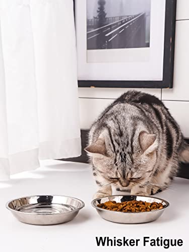 VENTION Stainless Steel Shallow Cat Food Bowl 6.5 Inch, Small Whisker Fatigue Cat Food Dish 15.2 Fl.oz, Replacement Basic Kitten Bowls Bulk for Elevated Stand, Dishwasher Safe (Set of 4) - size: 6 1/2 Inch-Outer Dia.