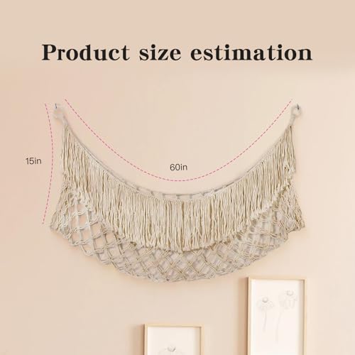 Cotton Stuffed Animal Storage,Stuffed Animal Hammock,Boho Stuffed Animal Net for Bedroom(Cream-Colored)