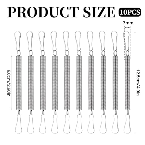 10Pcs Extension Spring with 2 Clips, Spring Clips for Rabbit Water Bottles, Wire Cage Clip for Small Pet Water Bottle