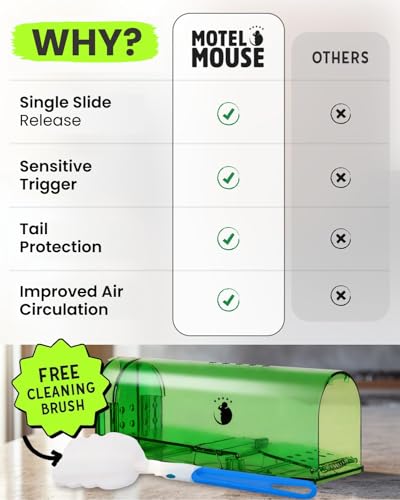 Motel Mouse Humane No Kill Mouse Traps Live Catch & Release - 2 Pack | Kid & Pet Friendly • No Touch Release • Reusable Design • Easy to Use • Humane