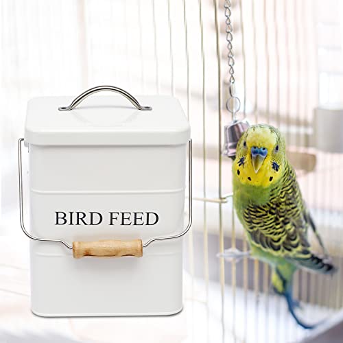 Bird Feeder,Bird Food Jar Pet Food Storage Airtight Food Storage Container-White - color: White