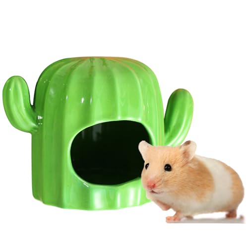 Hamster Hideout Ceramic,Hamster House and Habitats Cool Bed Ideal for All Season Dwarf Gerbil Mice Golden Bear (Green)