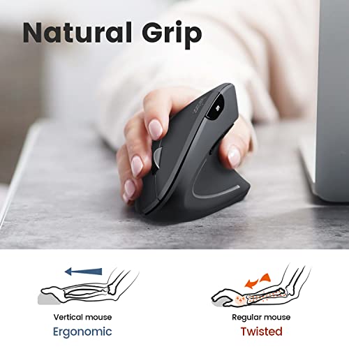 Perixx PERIDUO-813B US, Wireless Ergonomic Compact Keyboard and Vertical Mouse - Multi-Device - Black - US English