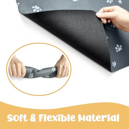 WENBOKMIN Dog Food Mat, Diatom Ooze Cat Water Mats Non Slip for Floors Waterproof and Water Absorption, Easy to Clean-Dog Paw (15.5" H*23.5" L) - color: Black-Dog Paw, size: 23.5"L x 15.5"W