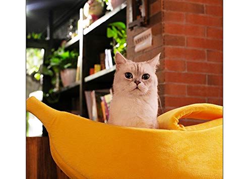 Petgrow · Cute Banana Cat Bed House Large Size, Christmas Pet Bed Soft Warm Cat Cuddle Bed, Lovely Pet Supplies for Cats Kittens Rabbit Small Dogs Bed,Yellow - size: Large