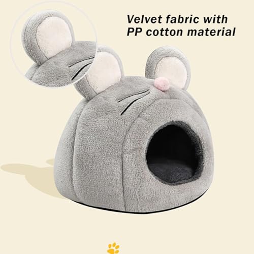 MANON ROSA Hamster Bed Cave Hideout & Heating Pad USD Adjustable Temperature Warm Winter House Pet Cage Accessories for Small Animals Chinchilla Guinea Pig Hedgehogs (Gray Mouse)