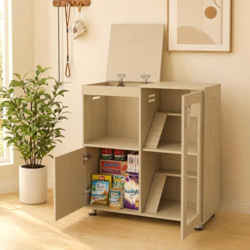 Guinea Pig Cages, Hamster Cage Wood with Independent Storage Cabinet, House for Rat Chinchilla with Guinea Pig Hutch and Bridge, Openable Top with Acrylic Sheets (Teak) - color: Teak