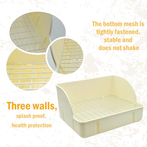 12Pcs Rabbit Litter Box for Cage, Bunny Potty Trainer Corner Guinea Pig Plastic Square Grate Toilet Pet Bedding Litter Box for Small Animal Ferret Hamster Hedgehog (White) - color: 【White】