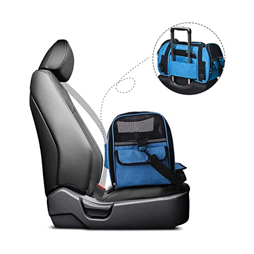 JESPET Soft-Sided Kennel Pet Carrier for Small Dogs, Cats, Puppy, Airline Approved Cat Carriers Dog Carrier Collapsible, Travel Handbag & Car Seat - color: Turquoise Blue, size: 17.0"L x 9.0"W x 11.5"H