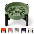 Elevated Slow Feeder Dog Bowl, 0.8 Cups Ceramic Raised Slow Feeder with Stainless Stand, 6.3 Inch Wide Lifted Dog Bowl for Small Breeds to Control Eating Speed, Green - color: Green, size: Small with Stand