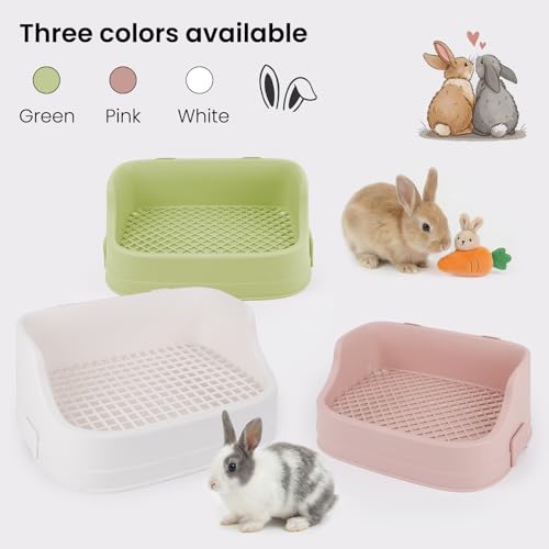 Rabbit Litter Box, Bunny Litter Box, Removable Top and Base, Pink | Removable Top and Bottom, Easy to Assemble and Clean, Suitable for Adult Rabbits, Guinea Pigs and Other Small Pets - color: Pink, size: 14" × 9.5" × 6"