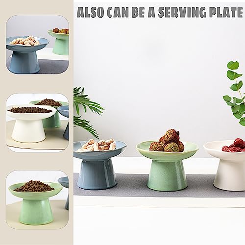 Extra Wide 6.1" Raised Cat Food Bowl, Shallow Ceramic Elevated Cat Feeder, Anti Vomiting, Stress Free, Whisker Fatigue, Pet Food or Water Bowl, White - color: White-Shallow
