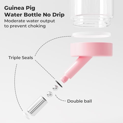 mini&moe Hamster Water Bottle No Drip – 4 oz Guinea Pig Water Bottle for Glass Tank with Adjustable Stand, Leak Proof Small Animal Water Dispenser for Cage for Gerbil Chinchilla Ferret Hedgehog