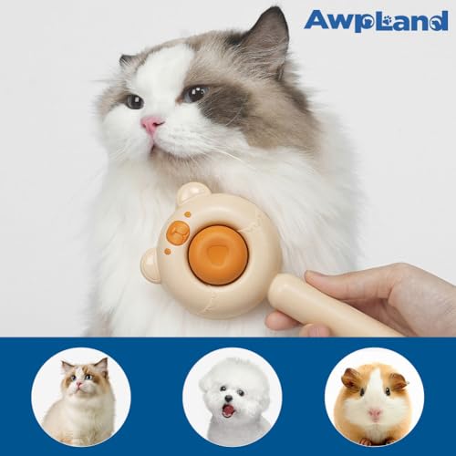 Dog Brush for Shedding, Gentle Self Cleaning Pet Brush with Release Button for Cats and Dogs, Easy to Remove Loose Hair Daily Grooming Tool During Shedding Season - color: Brown Bear