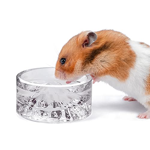Niteangel Hamster Feeding & Water Bowl- 50ml Capacity & No Wet Fur for Pet | Chew Proof - Mount Fuji Series Glass Drinking Bowls for Dwarf Syrian Hamsters Gerbils Mice Rats or Other Similar-Sized Pets