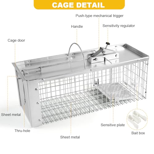 Squirrel Trap Live Animal Humane Cage Trap Catch Rats, Mice, Chipmunk, Weasel and Other Rodents for Indoor and Outdoor