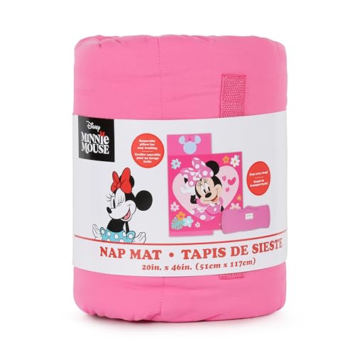 Jay Franco Kids Nap Mat with Embedded Pillow & Blanket – Soft 46"x20" Microfiber Sleeping Bag with Name Tag & Handle - style: Pink - Minnie Mouse