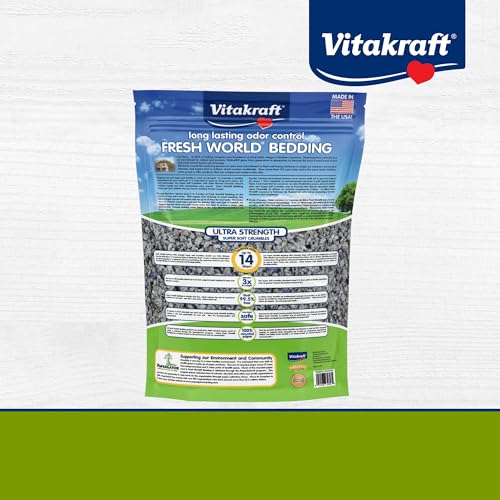 Vitakraft Fresh World Small Animal Bedding - Ultra Strength - Pet Bedding for Litter Boxes and Cages (16 L),Gray, 975 cu in - size: 975 cu in (Pack of 1)