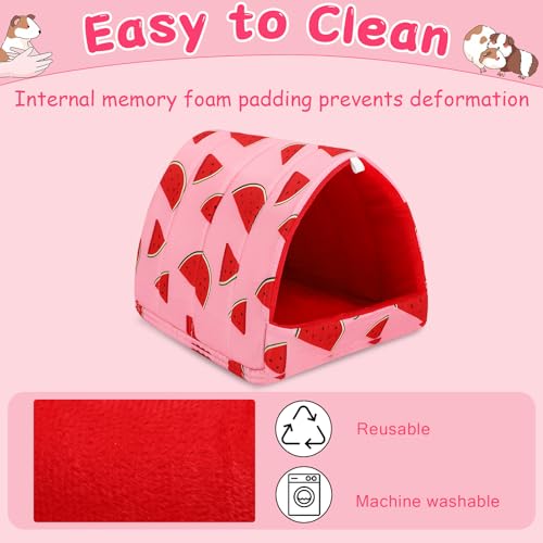 UPINS 2 Pack Guinea Pig Bed,Guinea Pig Hideout | 9.84 x 9.84 inches,Washable Small Animal House Cage Accessories,for Dwarf Rabbits Chinchillas Hamsters Hedgehogs Ferrets - color: Red Yellow, size: 9.84 x 9.84 inch