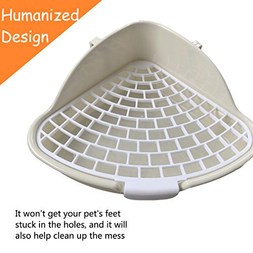 Hamiledyi Triangle Potty Trainer Corner Bunny Toilet Plastic Pet Pan Guinea Pig Litter Bedding Box for Baby Rabbit Guinea Pig Hamster Chinchillas Ferret Small Animals(White) - color: White