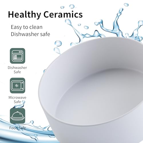 White Raised/Elevated Ceramic Dog Bowl for Medium Large Sized Breeds,Large Dog Food Water Bowl with Stand,8 in Non Slip Heavy Weighted 1800ml/ 7.6 Cups/60 OZ - color: White, size: 8 in