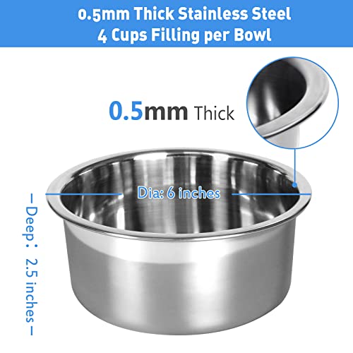 Kennel Water Bowl, 2 Packs No Spill Hanging Cage Crate Bowl for Cat, Small Dog Feeder - size: 4 Cups 32OZ