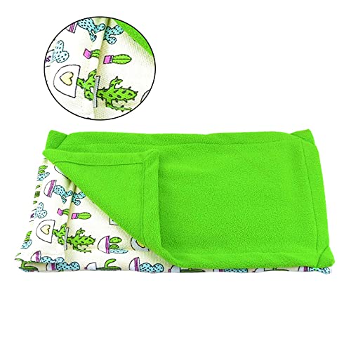 Dnoifne Reptile Sleeping Bag, Reptile Pets' Sleeping Bag Set with Pillow and Blanket, Hideout Habitat with Soft Warm for Bearded Dragon Leopard Gecko Lizard (Green Blanket) - size: Green Rectangle