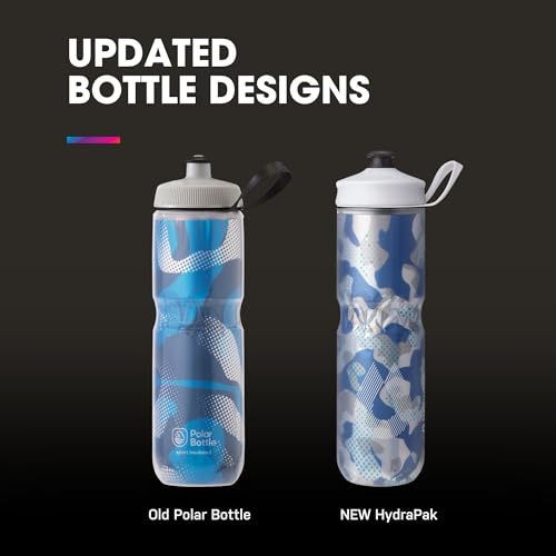 HydraPak Polar Sport Insulated Water Bottle (24oz, Contender Black) | High Flow, BPA Free, Tri-Layer Insulation, Leakproof, Dash Handle, Easy Squeeze, Self-Sealing Cap, for Sports - color: Contender Black, style: 24oz/700ml