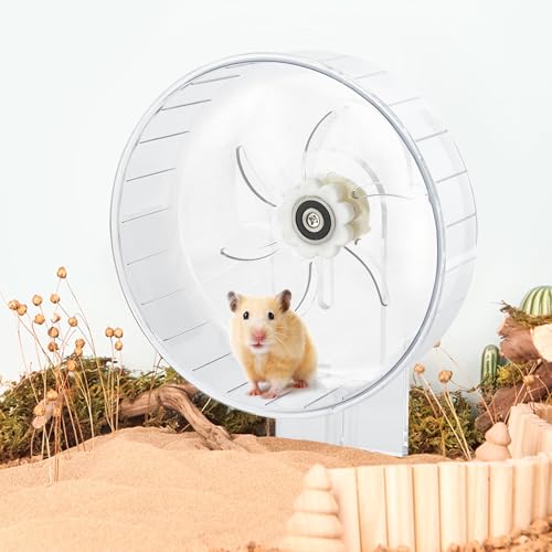 Silent Hamster Exercise Wheel - Hamster Toys Cages Accessories 9.45 Inch Running Spinner with Adjustable Stand Quite Runner for Small Animal Pet Gerbil Dwarf Syrian Hedgehog Rat Mouse Mice - size: 9.45 inch with acrylic stand