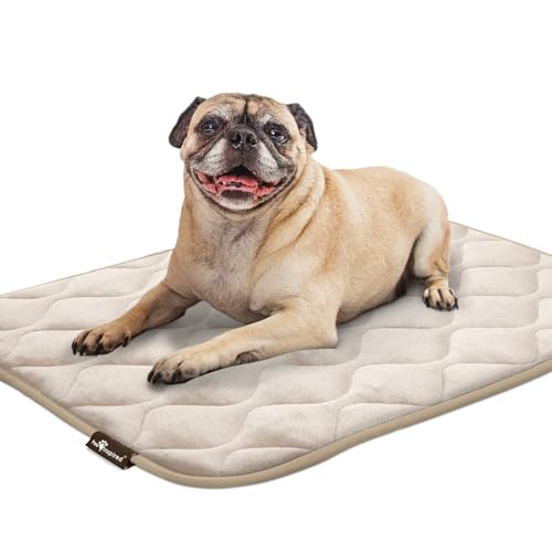 Paw Inspired Washable Padded Crate Mats for Dogs, Beige, 29x18 Inch | Fits 30-inch Kennels, Leakproof, Waterproof Bottom, Plush Dog Pad, Pet Bed - color: Tan, size: 30 Inch