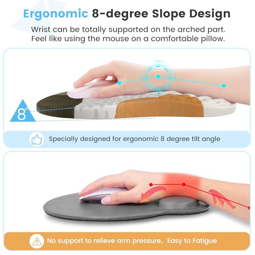 HAOCOO 3-Pcs Ergonomic Desk Pad Set with Wrist Support, Coffee Boho | Memory Foam Keyboard Pad, Smooth Computer Pad Surface, Textured Wrist Cushion, PU Anti-Slip Base, Matching Coaster Included - color: Boho Brown Coffee Tan