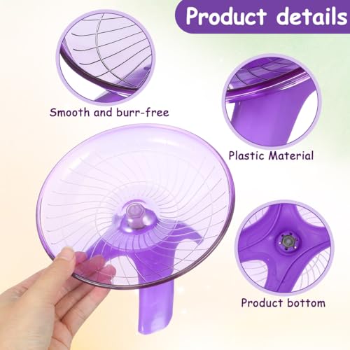 POPETPOP Silent Hamster Running Wheel 7.08 Inch Exercise Saucer with Low Noise and Smooth Edges for Small Pets Like Hamsters Gerbils Hedgehogs - color: Violet