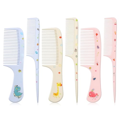 6Pcs Kids Hair Comb Set, Baby Hair Brush for Girls Boys | Cute Hairs Comb Toddler Hairs Comb Mini Comb Rat Tail Hairs Styling for Toddler Child's Hair Travel