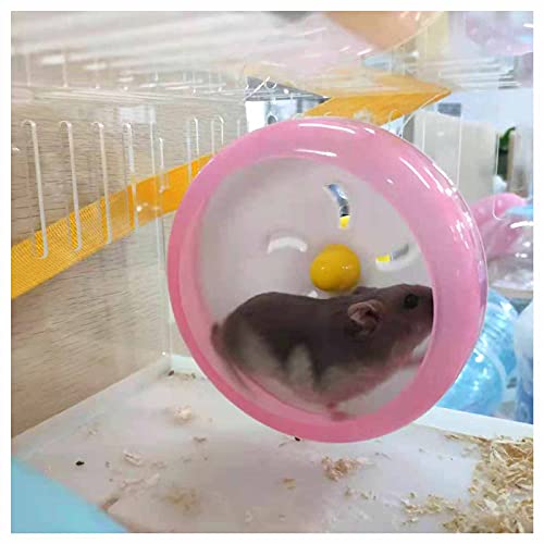WishLotus Hamster Running Wheel, Silent Jogging Exercise Toy Hamsters Cage Accessory for Drawf Hamster Golden Silk Shih Tzu Bear (Pink) - color: pink,12cm