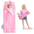 iPlay, iLearn Kids Unicorn Sleeping Bag, Toddler Girl Daycare Plush Nap Mat | 2 In 1 Animal Slumber Bag, Pink Pillow, Happy Travel Sleepover Preschool Birthday Gift for Age 3 4 5 6 7 8 10 12 Child Teens - style: Unicorn