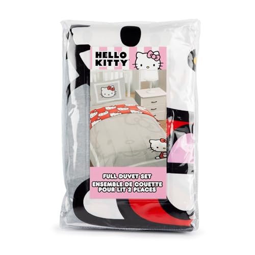 Jay Franco Duvet Cover Set – 3 Piece Comforter Cover and Sham Set, Super Soft Cozy Bedding (Insert Not Included) Grey - Hello Kitty, Full - color: Grey - Hello Kitty, size: Full