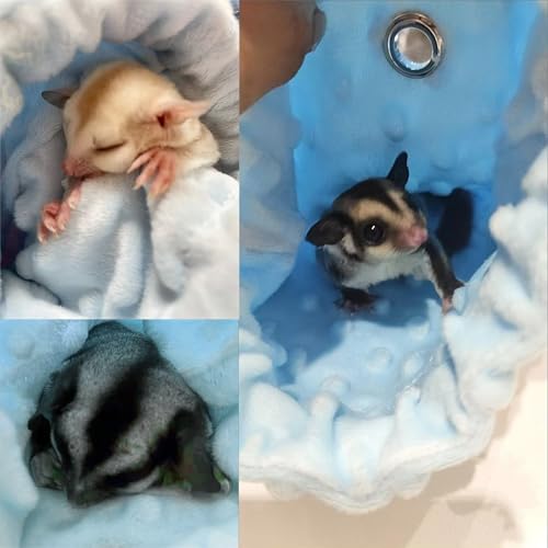 3 Pack Sugar Glider Tote Plush Sleeping Pouches & Anti Bite Mitten (Blue) | Warm Carrier Bag, Portable Drawstring Bonding Pouch, Calming Soothing Glove, For Small Pets - color: Blue
