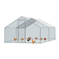 Outvita Chicken Coop, 13×10 FT Large Metal Chicken House, Poultry Habitat Cage with Waterproof Cover, Walk-in Chicken Run Pen for Small Animals, Yard, Farm, Patio - color: Silver, size: 156.0"L x 120.0"W x 78.0"H