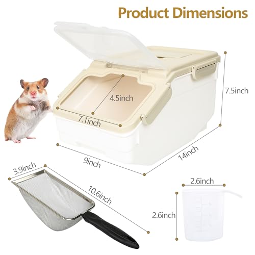 IOKHEIRA Extra Large Chinchilla Sand Bath Kit - Plastic Dust Bath House with Sand Cup & Shovel, Pet Shower Room for Hamster Hedgehog Guinea Pig Squirrel & Small Animals (White)