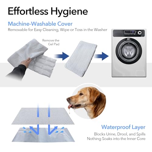 2-in-1 Cooling Mat for Cats Small Dogs, 12"x20", S | 2 SAP Gel Inserts + Q-Max>0.4 Ice-Silk, Waterproof, Machine Washable, Crate Indoor Outdoor - size: Small 12"x20"