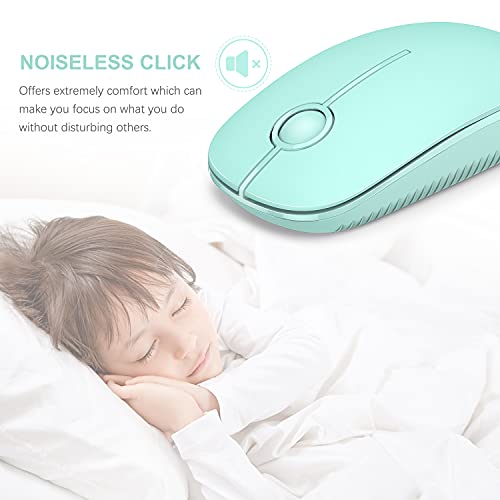 VssoPlor Wireless Mouse, 2.4G Slim Computer Laptop Mouse, Mint Green | Portable Mouse, Plug & Play USB Nano Receiver, Quiet Silent Optical Mice for Notebook, PC, Laptop, Computer, Windows, Mac - color: Mint Green