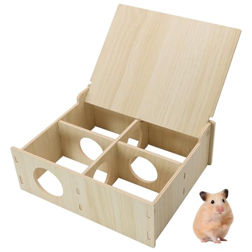 Hamster and Mouse Wooden Tunnel Cage Secret Peep Shed Waterproof | Chamber Hideout & Tunnel Exploring Toys Easy to install