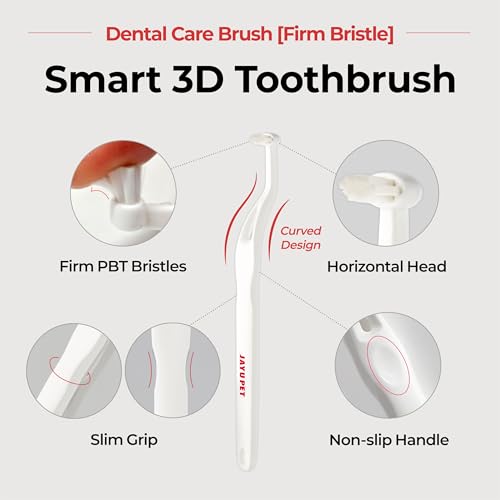JAYU PET Dental Care Brush, Firm Bristles, 1ea | Resilient Dog Toothbrush, Cat Toothbrush, Tartar & Plaque Removal, Horizontal Head, S-Curved Body - color: Firm Bristles, size: 1 Count (Pack of 1)