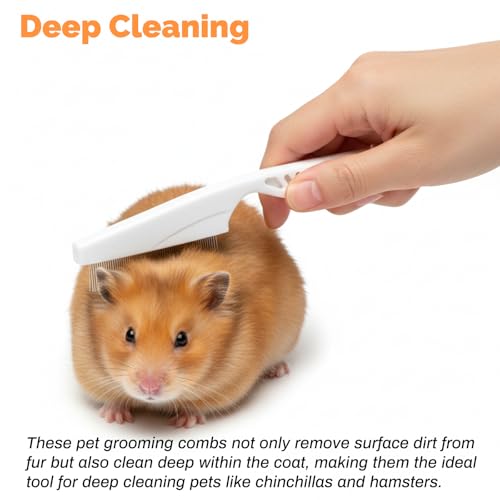 2 Pack Fine Tooth Flea Comb for Cats, Stainless Steel Bunny Brush, Anti-Static Deshedding Guinea Pig Comb Small Pet Grooming Tool for Cats Dogs Rabbits Chinchillas Ferrets Guinea Pigs