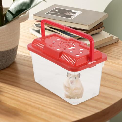 Portable Fish Tank 5.90X3.93X3.46In Transparent Pet Transport Box with Handle for Reptiles Turtles and Small Fish Travel Carrier