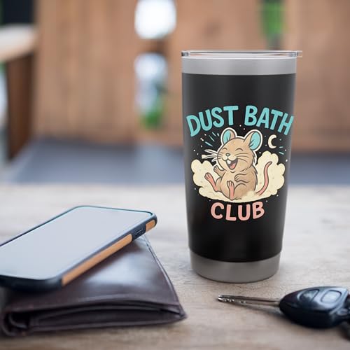 Dust Bath Club Funny Degu Scene Stainless Steel Insulated Tumbler - color: Black