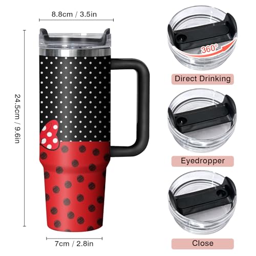 30oz Cartoon Mouse Tumbler with Handle and Straw Lid | Stainless Steel Insulated Tumbler, BPA FREE Travel Coffee Mug Cup for Car Cold and Hot - Birthday, Christmas Gift - color: Bow Tie, size: 30 Ounces